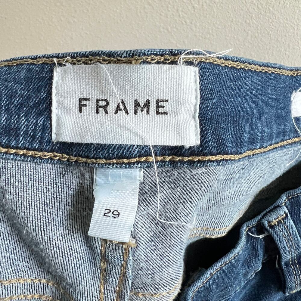 Frame Le Garcon Skinny Mid Rise Jeans Women's 29 Distressed Stretch Medium Wash - Picture 7 of 9